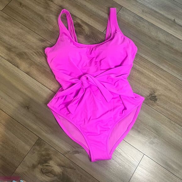 Fabletics Bright Pink Tie One Piece Swimsuit Women XXL‎ H-1 - NWT - Picture 2 of 7